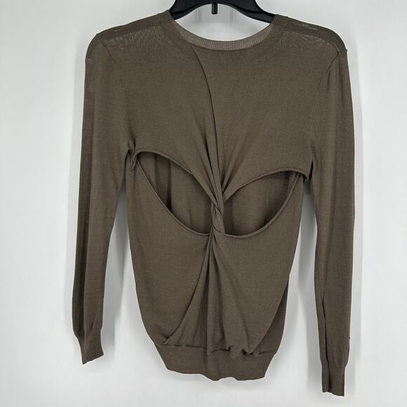 Trouve Lightweight Sweater Top Brown Open Back Semi Sheer Long Sleeve Size XS - Picture 6 of 10